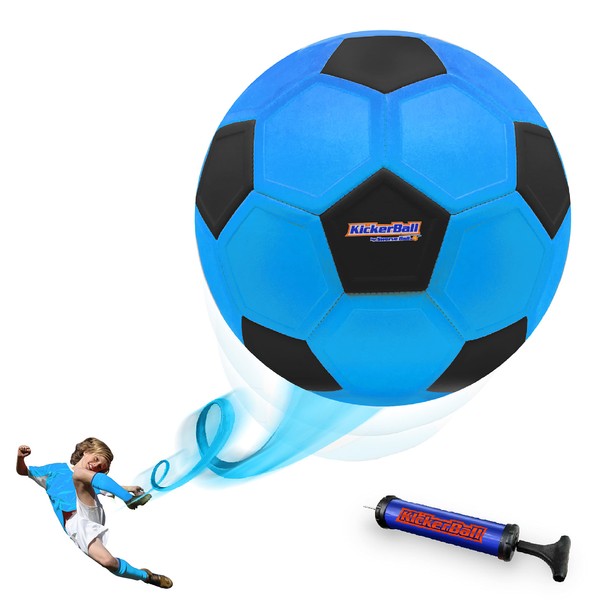 Kickerball - Curve and Swerve Soccer Ball/Football Toy - Kick Like The Pros, Great Gift for Boys and Girls - Perfect for Outdoor & Indoor Match or Game (Blue)