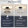 Pevfah Crystal Black Ceiling Light, Modern Semi Flush Mount Ceiling