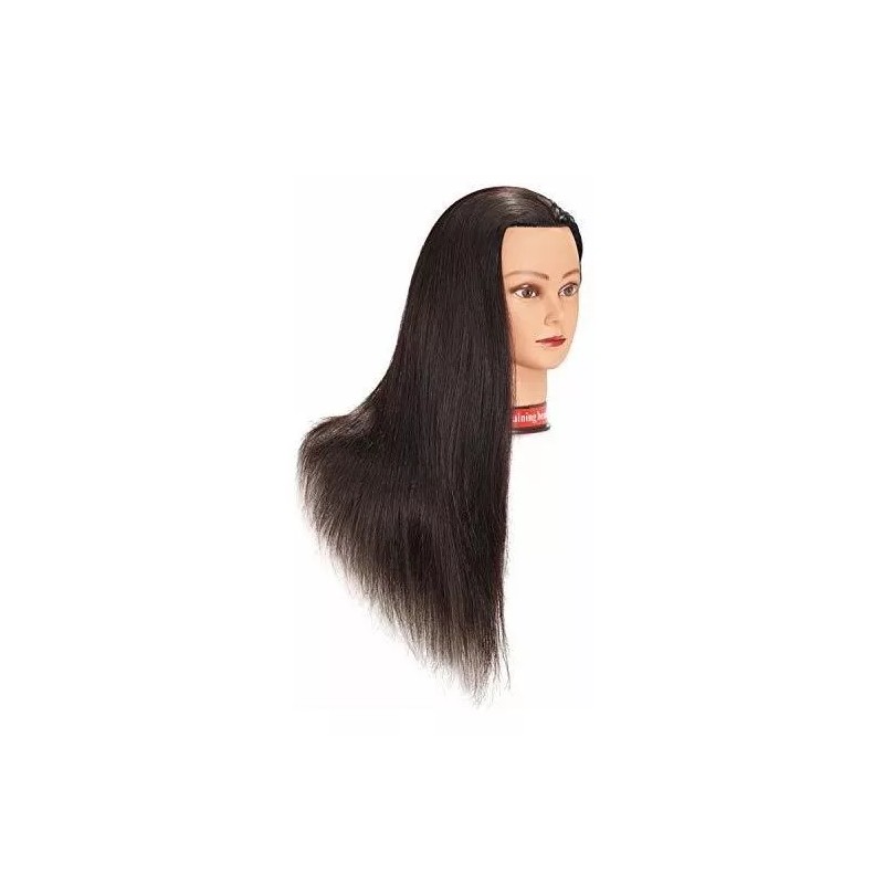 Training Head Maniqui Cabeza Cabello Natural #2 Negro. 66 Cm