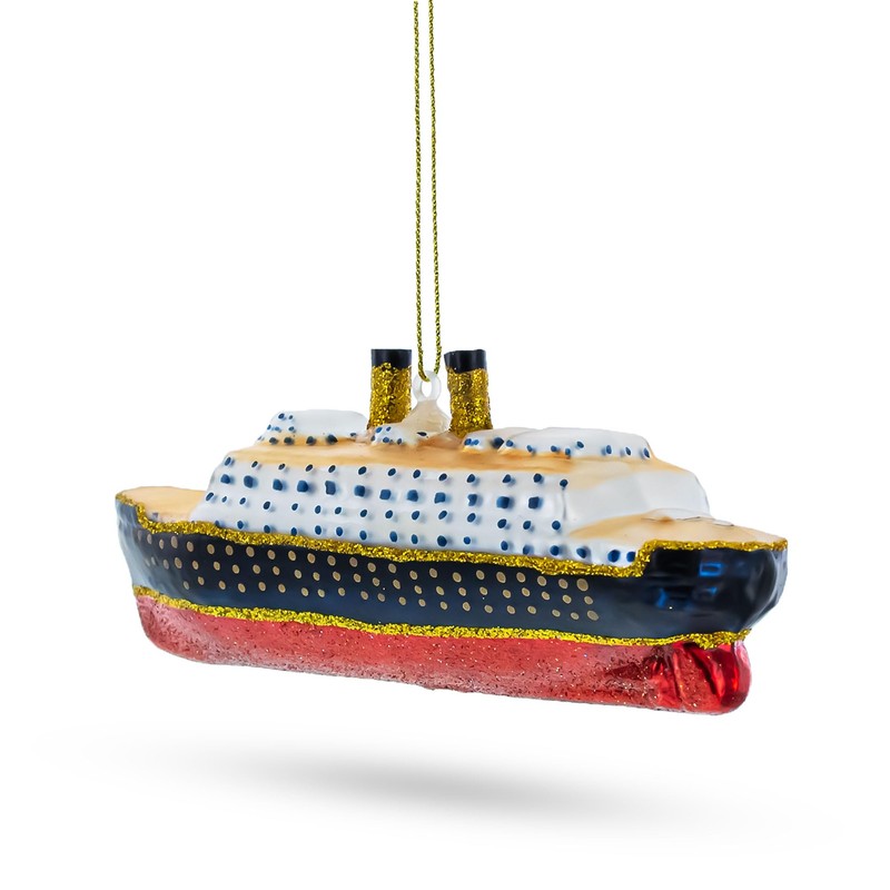 Titanic Ship Blown Glass Christmas Ornament