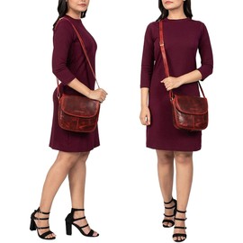 STILORD 'Cleo' Women's Genuine Leather Vintage Handbag Leather Bag for Women for Hanging Ideal as a Small Evening Bag Going Out Bag Shopper Bag Leather, Kara - Red, shoulder bag