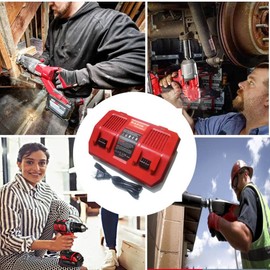Anoitd Replace of Milwaukee M18 DualBay Simultaneous Rapid Charger 48-59-1802 for Milwaukee 18V M18Lithium Battery 48-11-1811,C18B, Li18, M18, M18B, M18B2, M18B4, M18BX