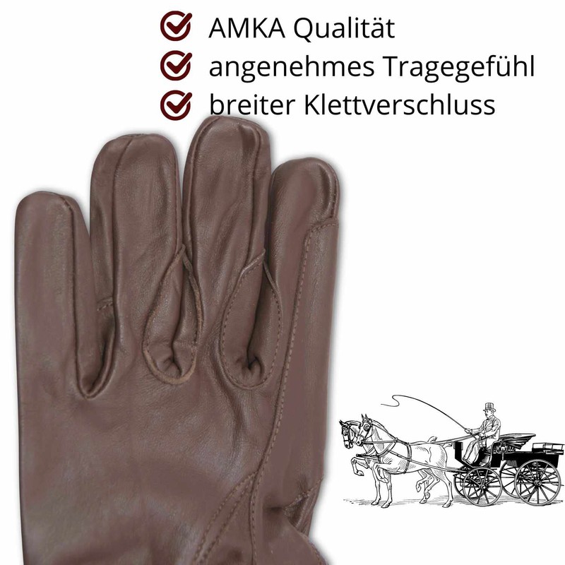 AMKA Leather driving gloves, carriage gloves with reinforcements for the