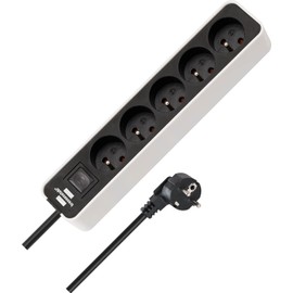 Power Strip Ecolor 5-Way White/Black 5.00 m H05VV-F 3G1.5