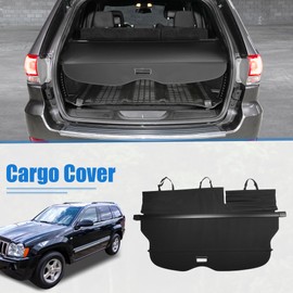 X AUTOHAUX Retractable Cargo Cover for Jeep Grand Cherokee 2011-2021 Waterproof Non Slip SUV Rear Trunk Shielding Shade Black
