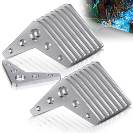 Shimeyao 10 Pcs Metal Steel Plate Gussets 3" x 3" x 1/4" Welding Table Accessories Weld on Tabs Metal Tabs Angle Iron Weld Mount Plate Heavy Duty Reinforcement Triangle Gusset 5 Hole, 90-Degree