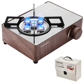 Odoland Portable Camping Stove 2200W Camp Stove Lightweight Butane Gas Stove for Camping Cooking Outdoor Backpacking and Picnic (Brown)