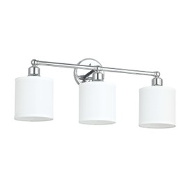 XiNBEi Lighting Wall Light, Bathroom Vanity Light with Fabric Shade, 3 Light Wall Fixture Chrome Finish for Bathroom XB-W1214-3-CH