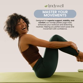Lindywell Pilates Mat - Our non slip yoga mat is 10mm thick 6 feet long & 26 inches wide giving you support, stability, and plenty of space to move through your workouts and stretching - TPE foam -