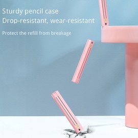 Cute Pencil Box Hexagonal with 6 Pencils Standing Pen Holder Multi-Function Push-Pull Stationery Box Set Design with Ruler and Detachable Pencil Sharpener and Earaser Hard Pen Case Storage for Student Boys Girls Gifts Box Version