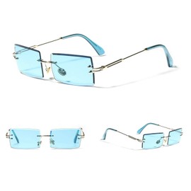 mincl/Fashion Small Rectangle Sunglasses Women Ultralight Candy Color Rimless Ocean Sun Glasses (Ocean blue)