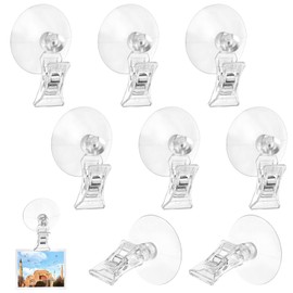 Svalor 8 Piece Suction Cup Hook Clip Holder Set, Suction Cups Suction Cup Hooks with Clips, Suction Cup Clip Holder, Suction Cup Clip Holder, Suction Cup Hook, for Supermarket, Home, Bathroom Window