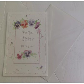 Majestic Sister Happy Birthday Greeting Card with Envelope Flowers