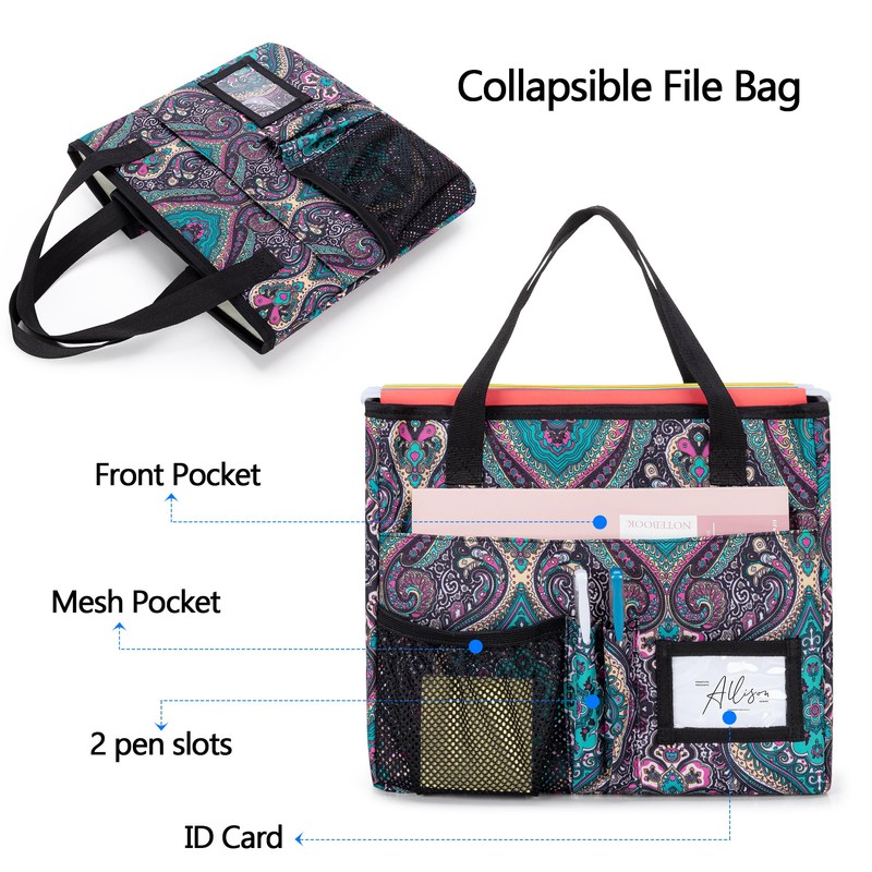 LoDrid Collapsible File Tote Bag with Handles, Portable File Organizer