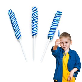 Mini Twisty Lollipops, Suckers, Carnival Candy, Candy Buffet, 48 Pieces, Individually Wrapped (Blue)