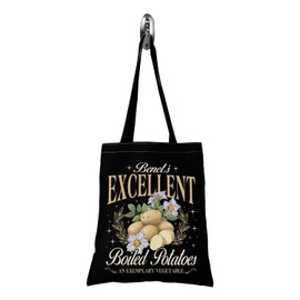 TSOTMO Novel Lover Gift Funny Literary Excellent Boiled Potatoes Tote Bag Bookish Gift for Book Lover Reading (Potatoes AN toteCA)