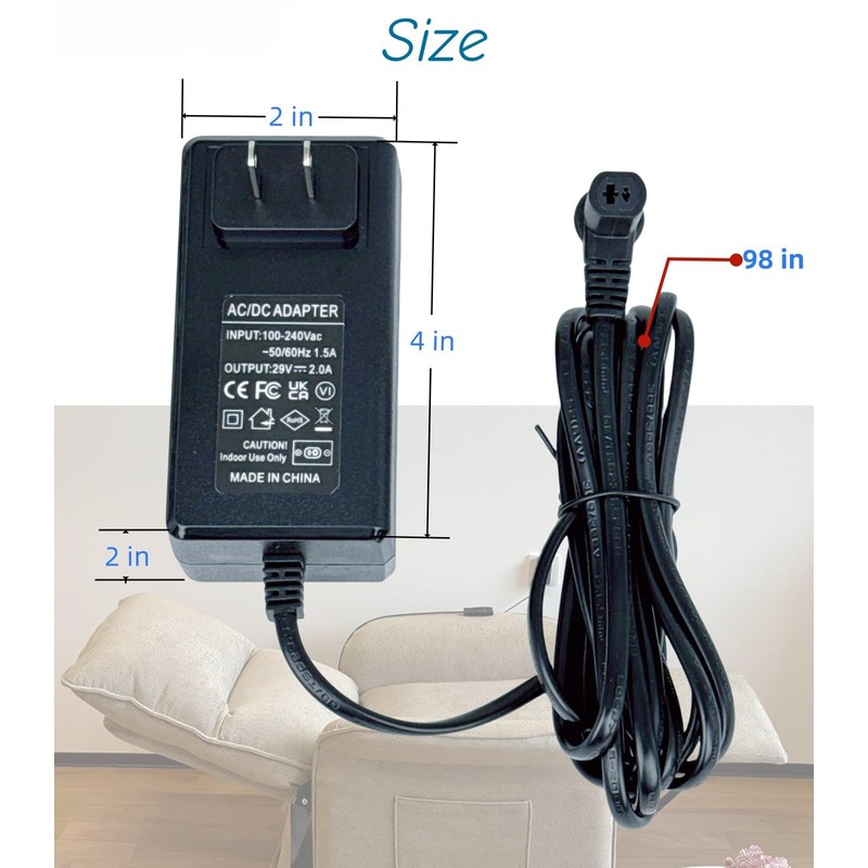 29V 2A AC/DC Power Supply for Recliner,Universal 2-Pin Switching Power