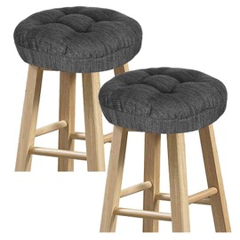 baibu Set of 2 Stool Covers Round, Super Soft Round Bar Stool Cushion Covers Seat Cushion - 2 Cushions Only（Gray-Black,12" (30 cm)