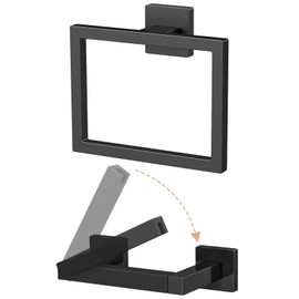 Toilet Paper Holder Wall Mount, Stainless Steel Hand Towel Holder and Tissue Roll Toilet Paper Holder Set for Bathroom, RV, Kitchen, Matte Black Bathroom Accessories Hardware Set