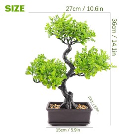 Bonsai Tree Plastic Artificial Bonsai Plants Indoor Small Fake Plant Decoration Simulation Green Plants Decor for Home Decor Bedroom Living Room Office Decor（Green）
