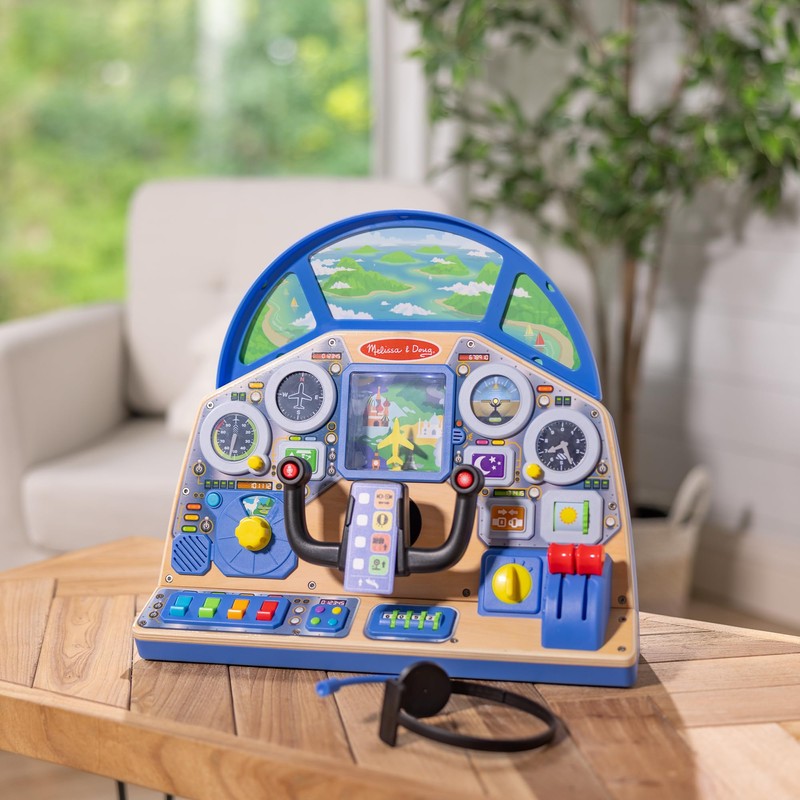 Melissa & Doug Jet Pilot Interactive Dashboard, Pretend Play Airplane