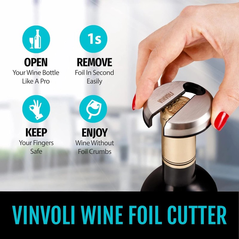 VINVOLI Wine Foil Cutter, Stainless Steel Luxury Tool for Wine