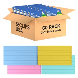 Index Cards Bulk, 3 x 5 Index Cards (6000 Cards, Pastel), Colored Flash Cards, Note Cards, Flashcards, Index Cards 3x5, Notecards, Flash Cards For Studying, 100 Cards Per Pack, (60 Pack)