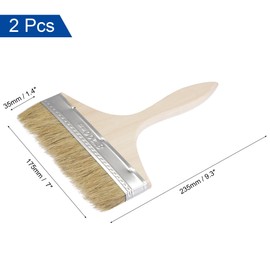 uxcell 2Pcs 7 Inch Paint Brush Natural Bristle Flat Edge with Wood Handle Wall Treatment Tool for Paint, Varnishes, Glues
