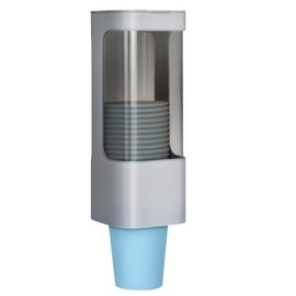 LBTING Water Cooler Cup Dispenser, Pull Type Cup Holder Fit 3oz - 5oz Small Bathroom Disposable Cups, Adhesive Wall Mounted Cup Dispenser - Gray