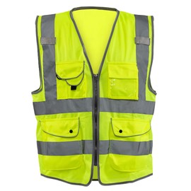 NEIKO High Visibility Safety Vest ANSI Class 2, 9 Pockets, Neon Yellow, 6X-Large (6XL)