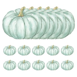 JarThenaAMCS 50Pcs Fall Pumpkin Paper Placemats Watercolor Green Dining Table Mats Disposable Place Mats for Autumn Thanksgiving Home Kitchen Restaurant Party Decor, 12.6 x 10.4 in
