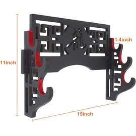 CNLQ Velvet Protect Sword Wall Mount Sword Holder Display Stand with Felt Strips for Katana Wakizashi Genji and Samurai Swords (Loong-3 Layer)