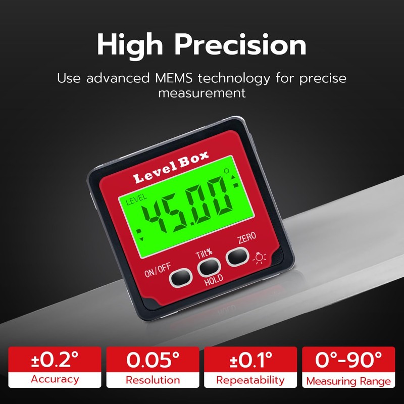 Tolesum Winkelmesser Digitaler Neigungsmesser Inklinometer mit Magnetfuß, Bevel Box Winkelmessgerät