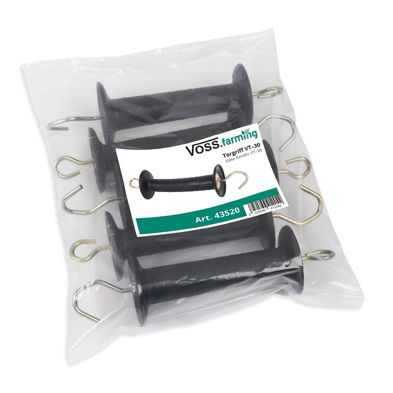 VOSS.farming 5 x gate handle with hook, black, pasture fence