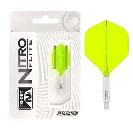 RED DRAGON Darts – Nitro Flite Integrated Flight & Shaft System–No.2 Shape and Design-Available in Short, Intermediate & Medium - White, Black, Blue, Yellow & Clear - Professional Darts Accessories