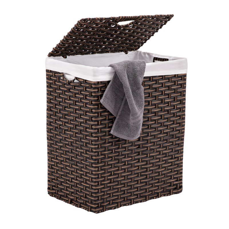 Seville Classics Premium Handwoven Portable Laundry Bin Basket with Carrying