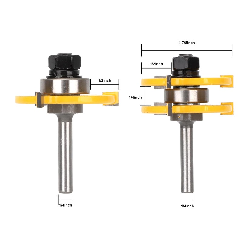 Yougfin 2PCS Tongue and Groove Set , 1/4" Shank Router