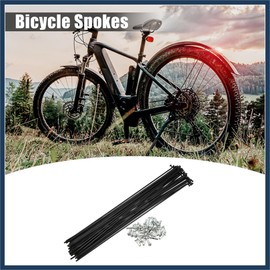 VekAuto 40 Pcs 14G J Bend 228mm Bike Bicycle Spokes with Nipples Black Auto Accessories
