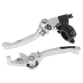 LIEAOKES 22mm Aluminum Alloy Folding Clutch Lever Brake Lever Set for CRF KLX Pit Pro Xmotos BSE KAYO Pit Dirt Bikes (Silver)