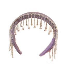 zaoalife Rhinestone Headband for Bride Crystal Tassel, Crown Wedding Sparkly Purple Flower Headpiece, Sparkly Crystal Hairband Silver Hairhoop for Party Wedding, Rhinestone Tassel Headband