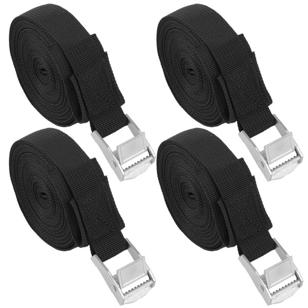 Unbranded 4x BLACK Lashing Straps with Buckles Adjustable Cam Buckle