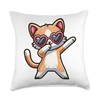 Cat Heart Shape Sunglasses Dabbing Dance Lover Throw Pillow