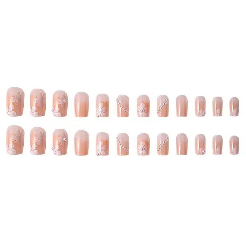 Nail Tips, Set of 24, False Nails, Gradient Pink, Cherry
