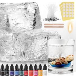 Heigble 6.6 lb Gel Candle Wax Making Clear Handmade Jelly Candle Wax High Density Candle Wax with 100 Pcs Candle Wick and 100 Pcs Candle Wick Stickers with 10 Pcs Candle Dye for DIY Candle Making Kit