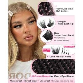 Goddvenus Thick Lash Clusters Kit with Spikes Eyelash Cluster Wispy Individual Lash Extension Kit DIY Cluster Eyelash Extensions Kit at Home