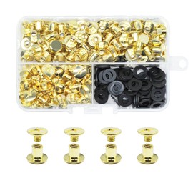 JINTANG 90 Set Chicago Book Screws, M5 x 5 mm Binding Screws Kit, Screw Rivets for Leather, Leather Rivet Set, Used for DIY Leather Craft Clothing Bag, Shoes, Books and Decoration (Gold)