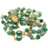 Nazareth Store Catholic Gold Rosary Necklace Matte Stone Beads Green