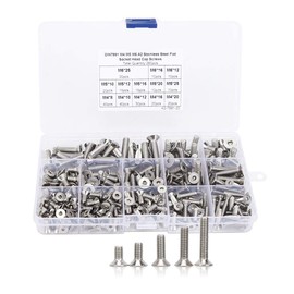 260 Pieces Stainless Steel Hexagon Socket Countersunk Screws Set, M4/M5/M6 Countersunk Screws Model for Metric Machine, 3D Printer, Electronic Products