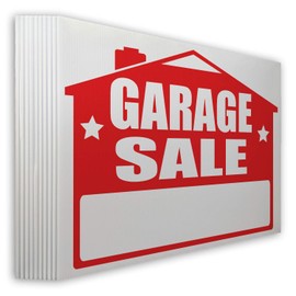 Garage Sale Lawn Sign Kit with Free Permanent Poster Marker and Arrow Stickers (10)