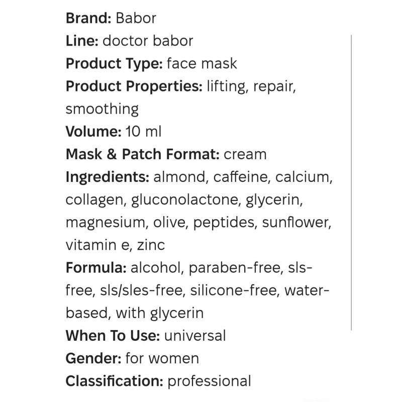 BABOR DOCTOR Babor Tightening Cream Mask Anti Aging Face LIFTING